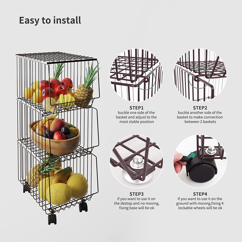 Prep & Savour Fruit Metal/Wire Basket Set & Reviews Wayfair